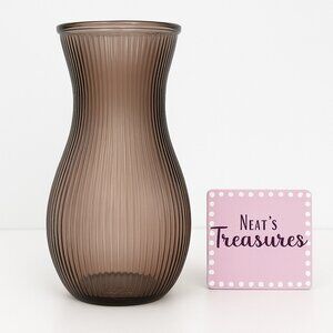 Vintage DPS CURVY 1 Bronze Optic Ribbed Hourglass 9.5" Tall Textured Glass Vase